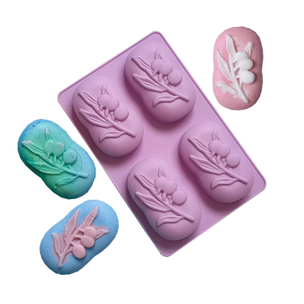 Soap Making Kit For Beginners - 4-wgniazdowe owalne drzewo oliwkowe Silikonowa forma