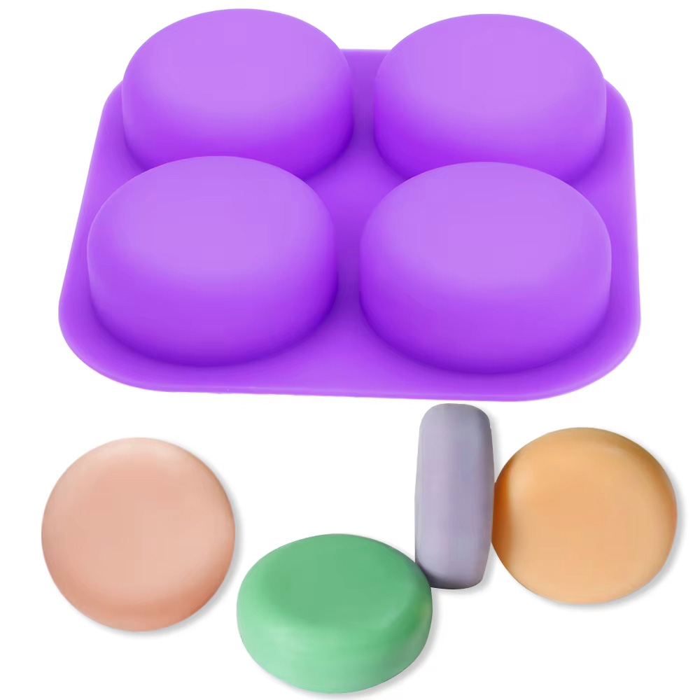 Soap Making Supplies - 1-2 szt. 4-gniazdowe, wielokrotnego użytku, okrągłe